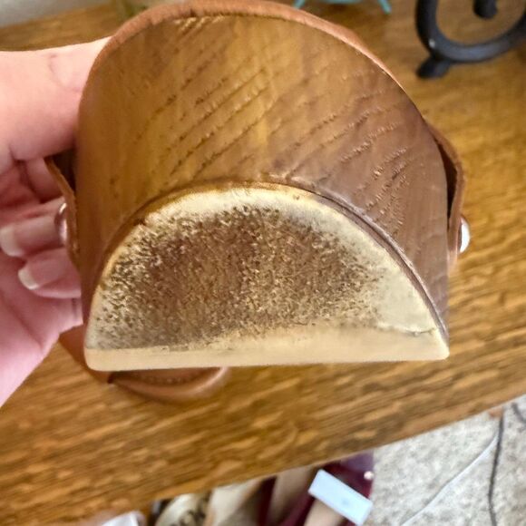 Coach And Four Vero Platform Sandal Brown Leather Studded Size 7.5 Boho - Picture 11 of 15